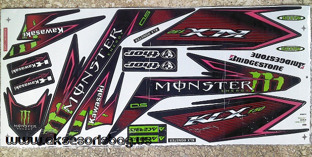 Jual Striping Motor Kawasaki KLX 150 motif Monster Energy Variasi mp